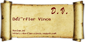 Dörfler Vince névjegykártya